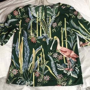 Green Ann Taylor PM Shirt in Vintage Tropic Print